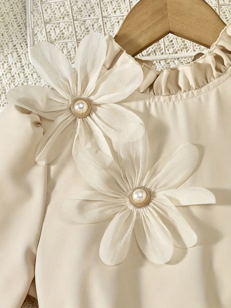 2 Piece Fashion Casual Style Autumn 3D Floral Long Sleeve Pullover Shirt with Wide-Leg Trousers- Perfect for Fall, Spring, Back-to-School, Graduation, Parties, Travel, and Everyday Outfits!,