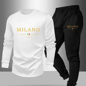 Youth Boys' Casual Outdoor Autumn and Winter Long Sleeve Warm Pants Set. Black and White Age 7-8 Years