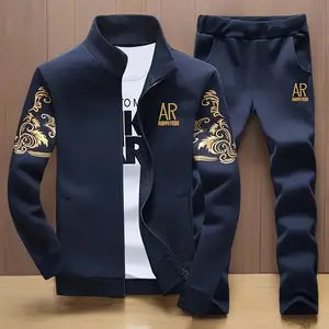 2pcs Youth New AR Embroidered Jacket Long Sleeves and Trousers Set Age 14 Years