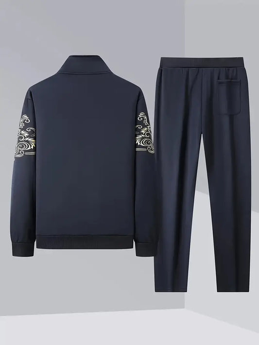 2pcs Youth New AR Embroidered Jacket Long Sleeves and Trousers Set Age 14 Years