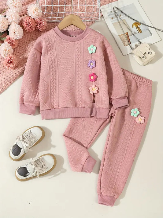 Girls 2 Piece Jumper and Jogger Set Pink